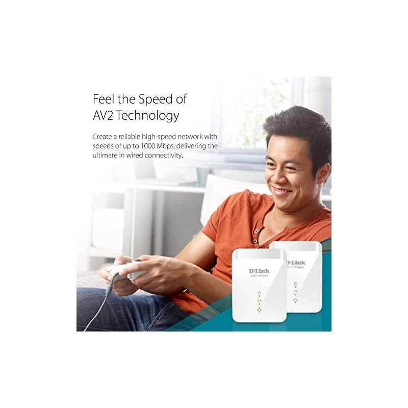 Powerline Adapter Starter Kit Ethernet Over Power Gigabit AV2 Up to 1000Mbps MIMO Internet Network Wall Plug In (DHP-601AV)