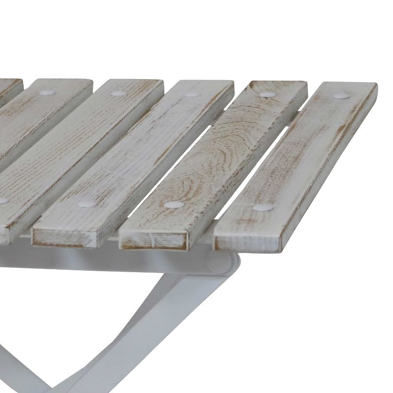 Sunnydaze Indoor/Outdoor European Chestnut Wood Folding Square Patio Accent Side Table - 20" - White