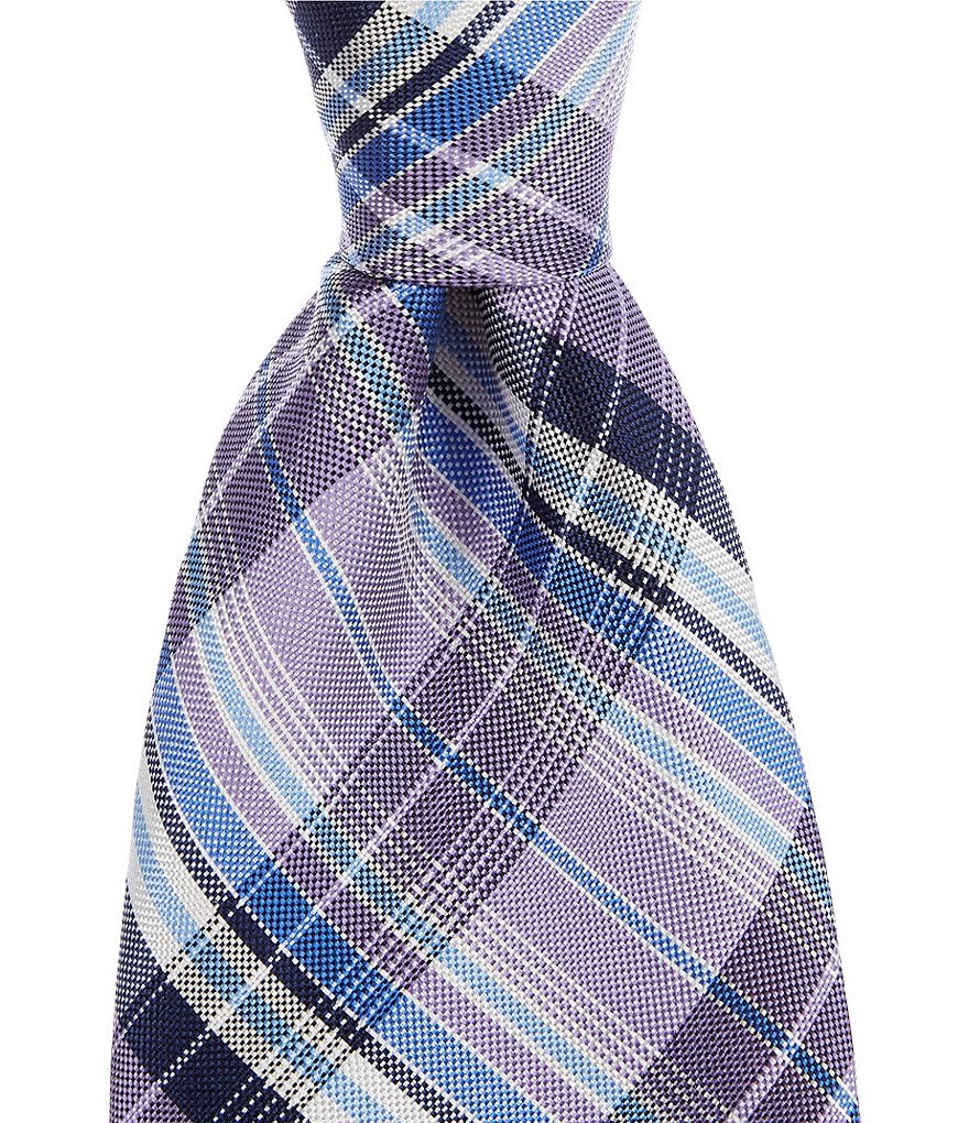 Roundtree & Yorke Davion Plaid Traditional 3 3/8#double; Silk Tie