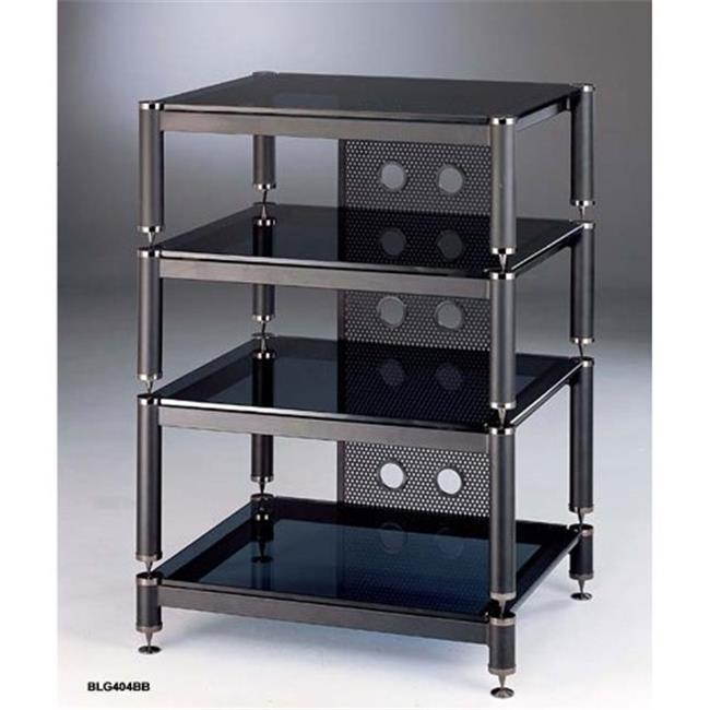 VTI Manufacturing BLG404BB-02 4 Black Capspike Black Poles 1 Black Glass Shelf 7 in. Add On Shelf