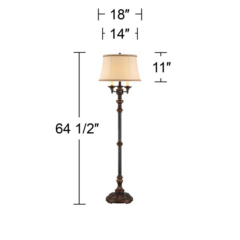 Barnes and Ivy Traditional Floor Lamp Candelabra Style 4-Light Italian Bronze Bell Shade for Living Room Reading Bedroom