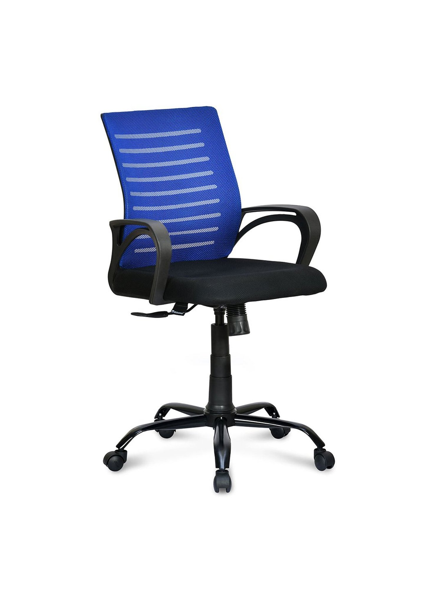 Nilkamal Giza Blue & Black Fabric Ergonomic Mid Back Office Chair with Height Adjustable