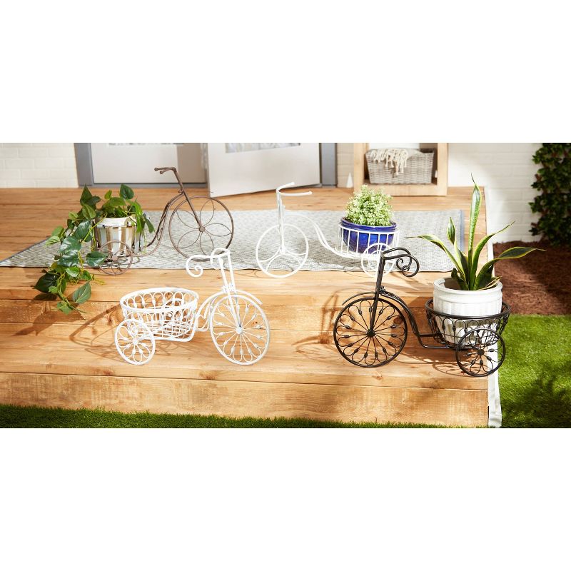 11.2" Indoor/Outdoor Iron Bicycle Planter White - Zings & Thingz