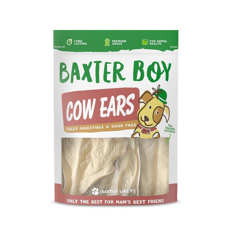 Baxter Boy White Cow Ears Beef Dog Treats - 15pk