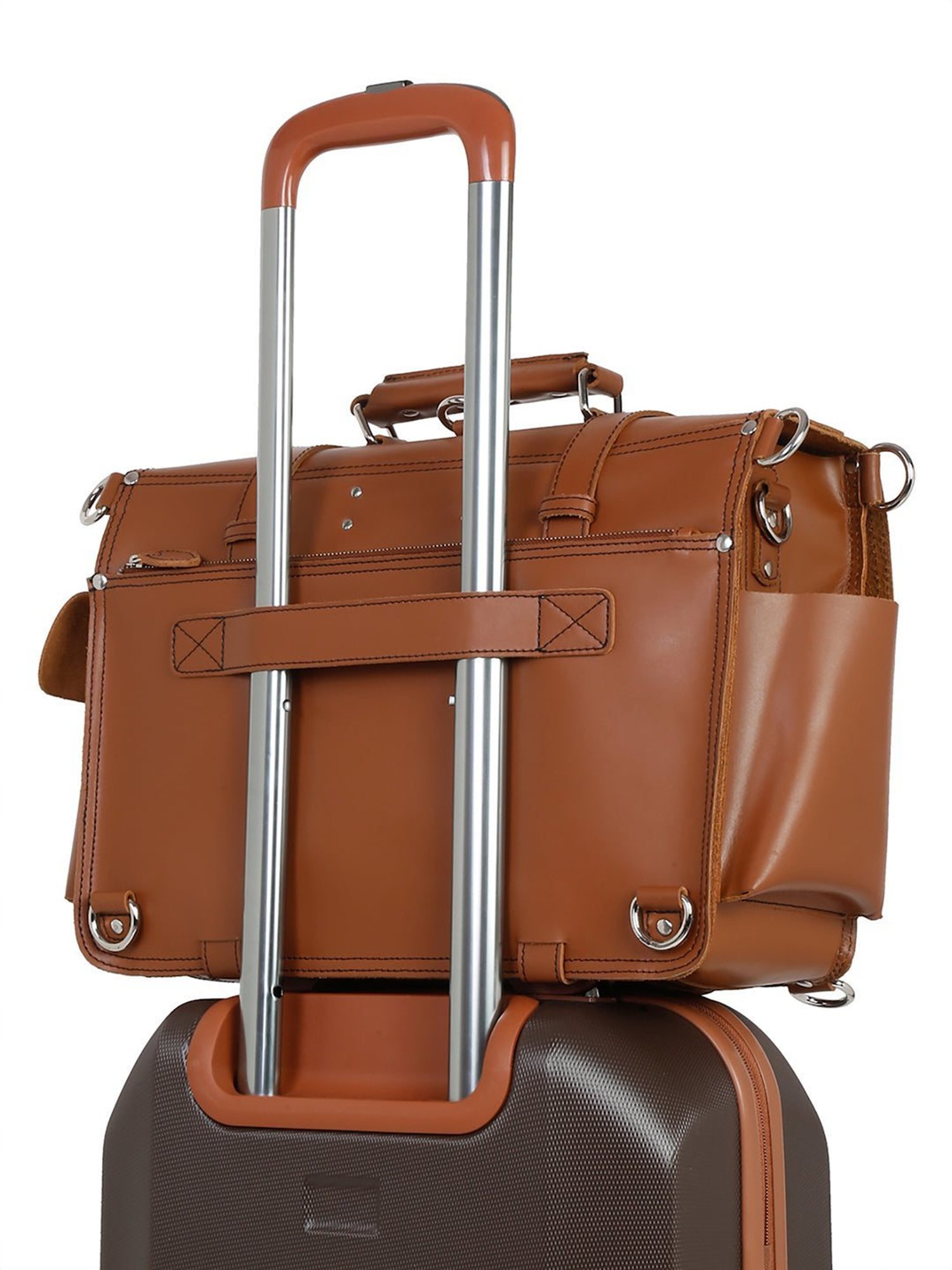 Louis Stitch Tan Leather Medium Multifunctional Executive Briefcase