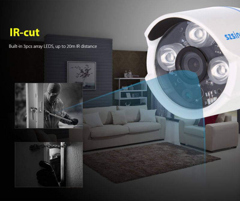 Szsinocam SN - IPC - 3014FSW10 Alarm IP Camera Night Vision 1.0 Mega Pixel 720P WHITE US Plug