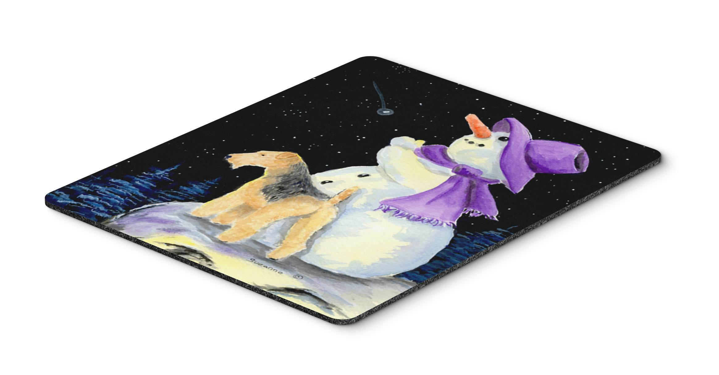 Snowman with Lakeland Terrier Mouse Pad / Hot Pad / Trivet