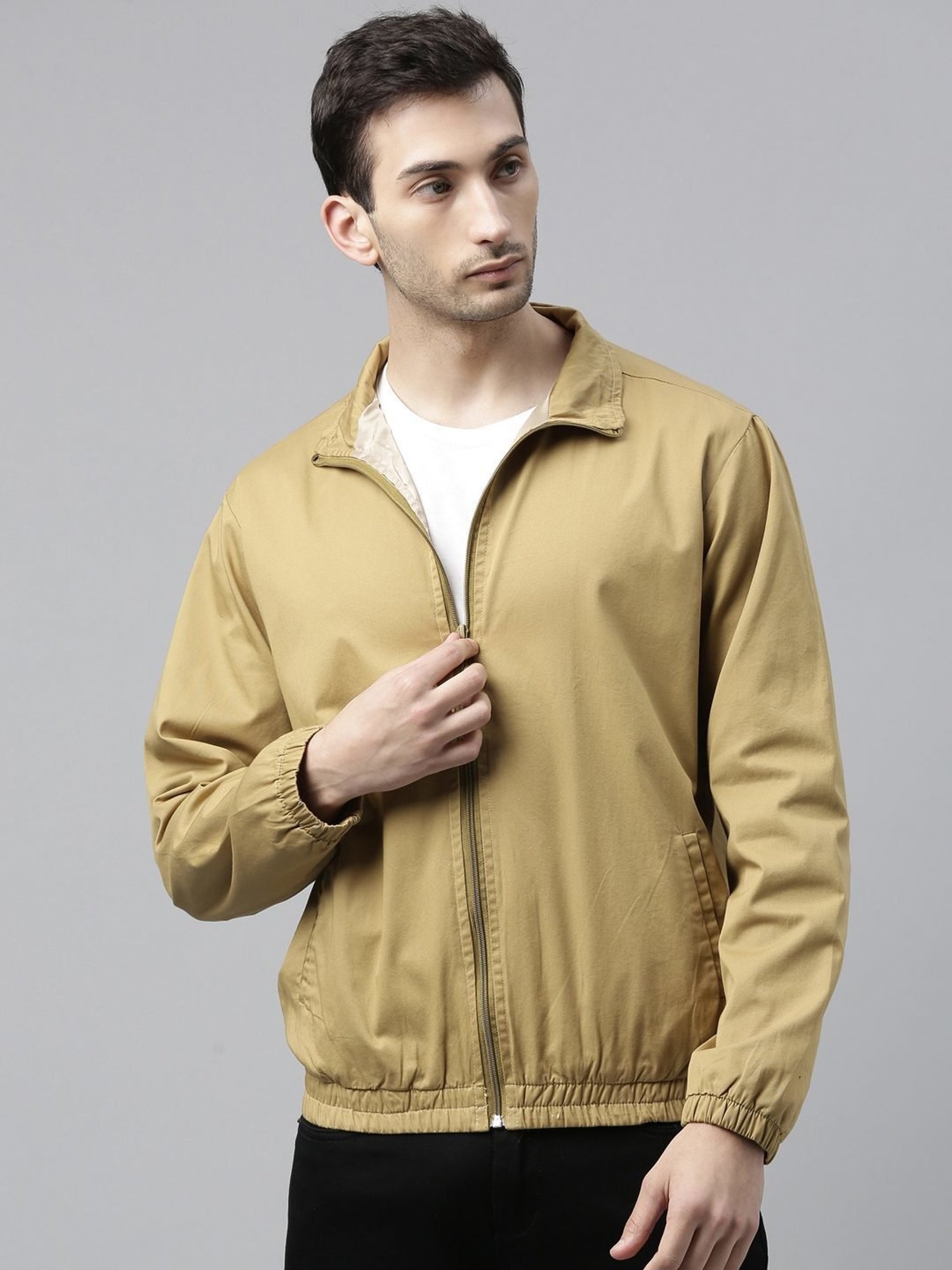 CINOCCI Beige Cotton Slim Fit Jacket
