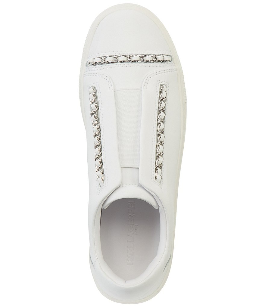 KARL LAGERFELD PARIS Crissie Leather Chain Detail Slip-On Sneakers