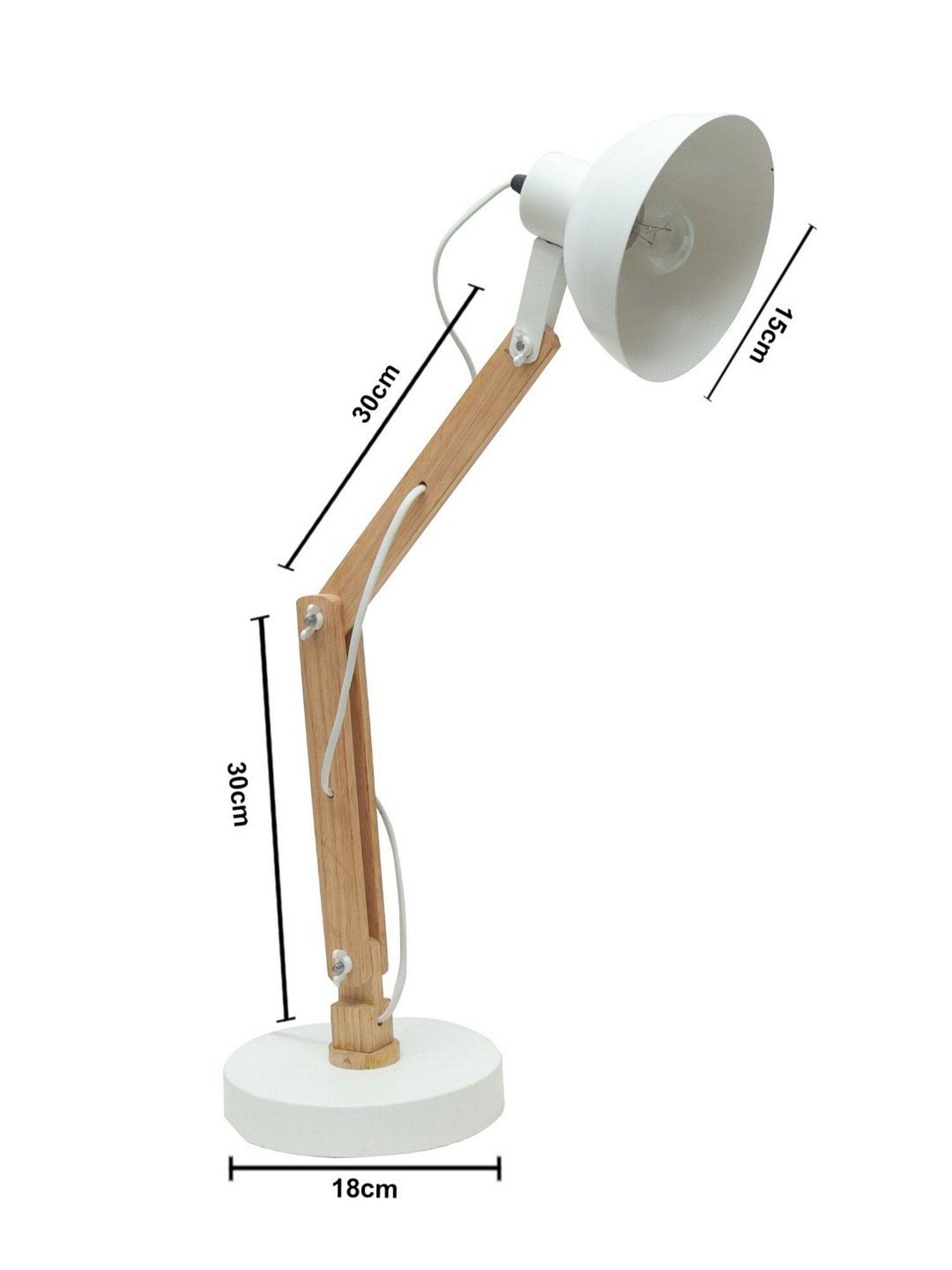 Homesake White Wood Swing Arm Desk Lamp (Bulb not included)