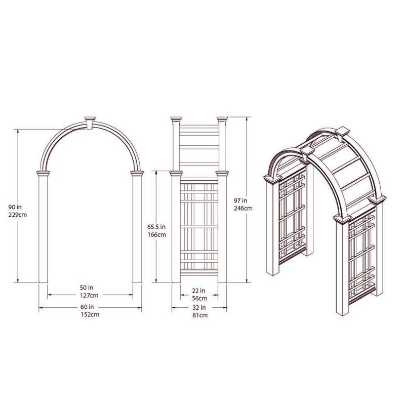 Westchester Vinyl Arbor Garden 32" Decorative Structures - White - Vinyl Arbors - Vita