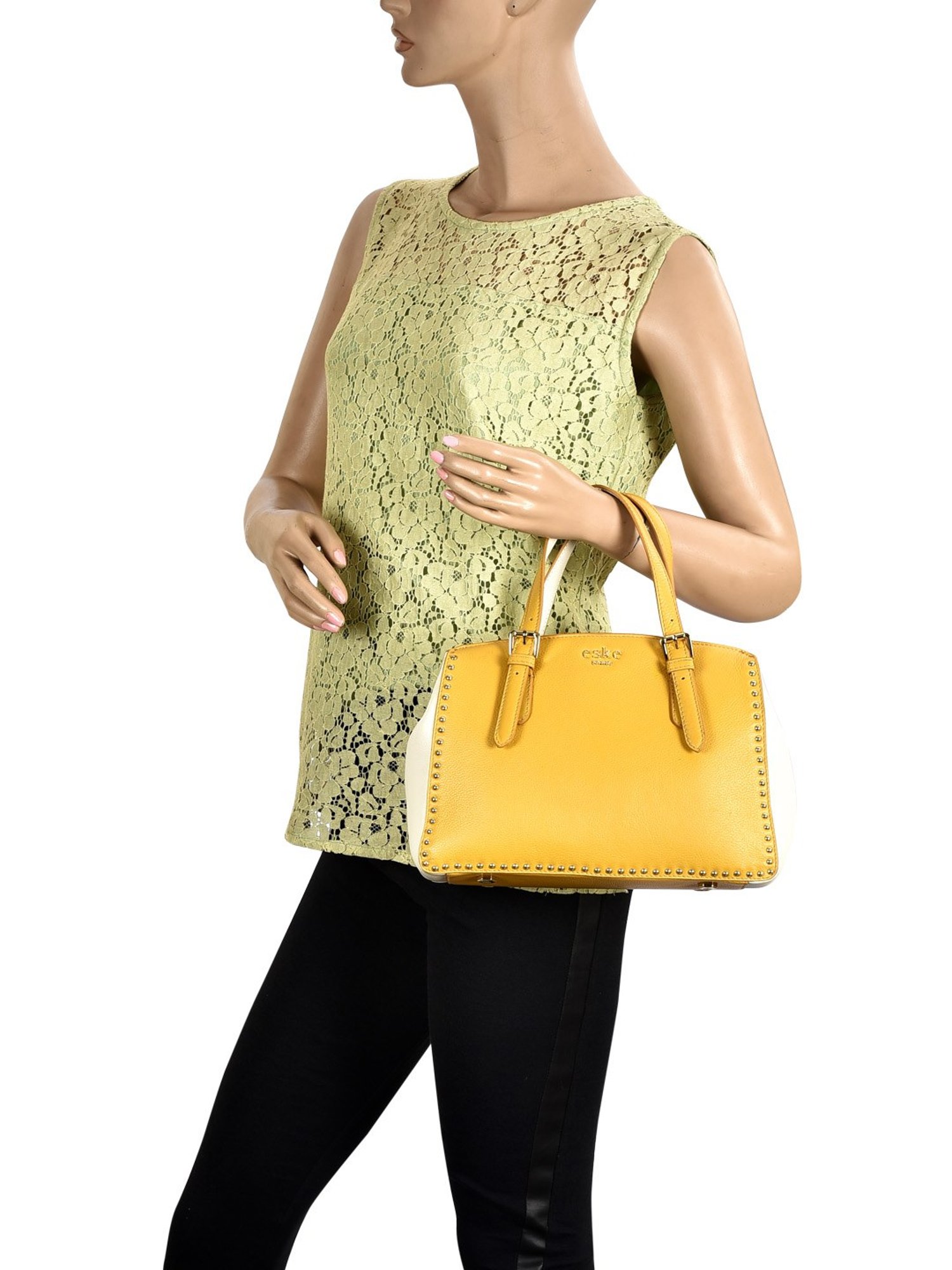 Eske Emma Yellow Rivets Medium Handbag