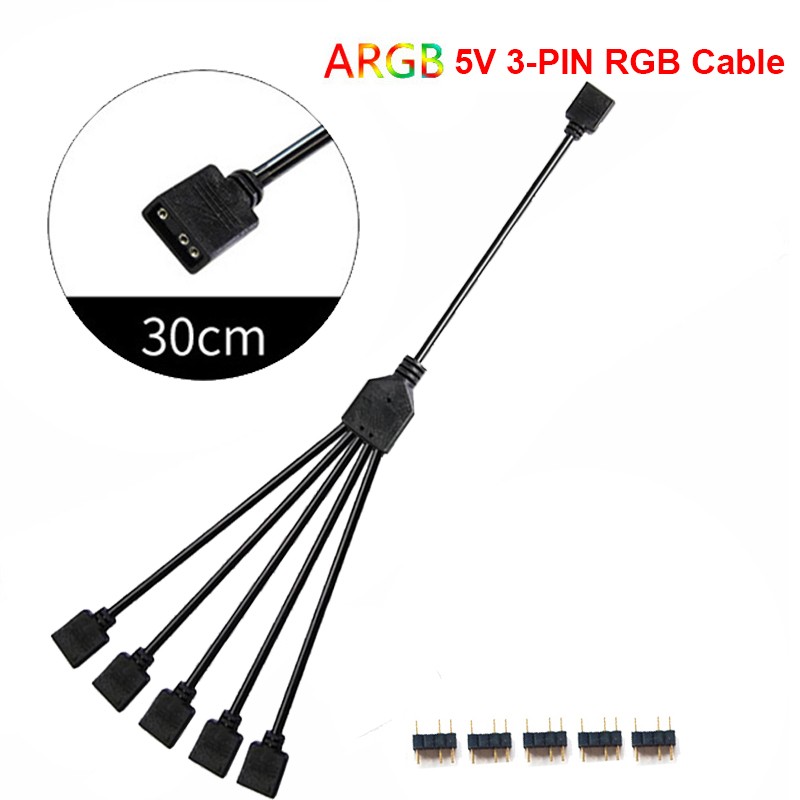 EnLabs 2 Pack 1-to-5 3 Pins Addressable RGB Splitter Y Cable,LED Strip RGB Case Fans 5 Way RGB Hub Compatible with ASUS Aura Sync / Gigabyte RGB Fusion / MSI Mystic Light and w/ 5V 3pin RGB Header