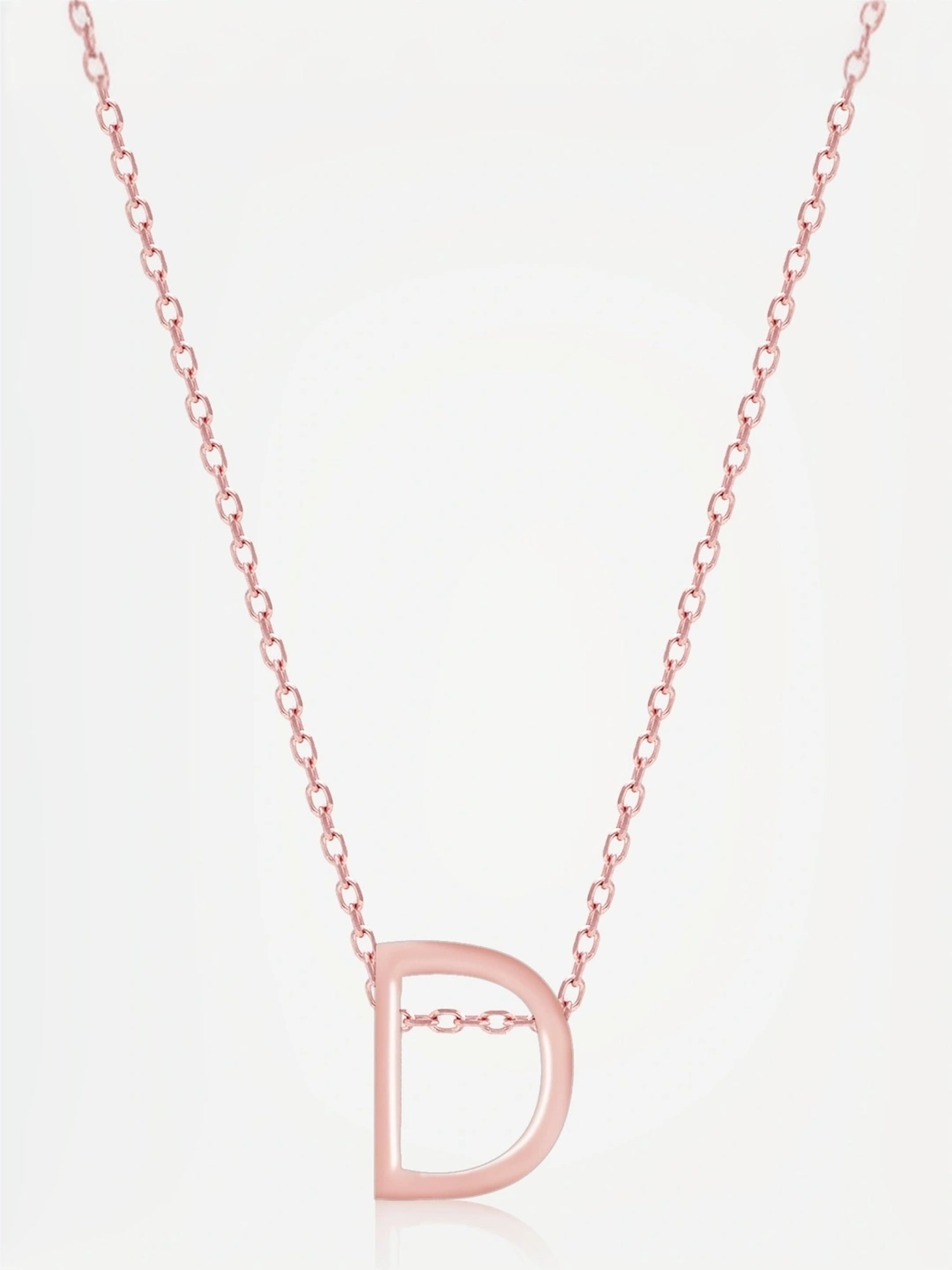 Touch925 Sterling Silver Divine D Initial Rose Gold Chain Pendant