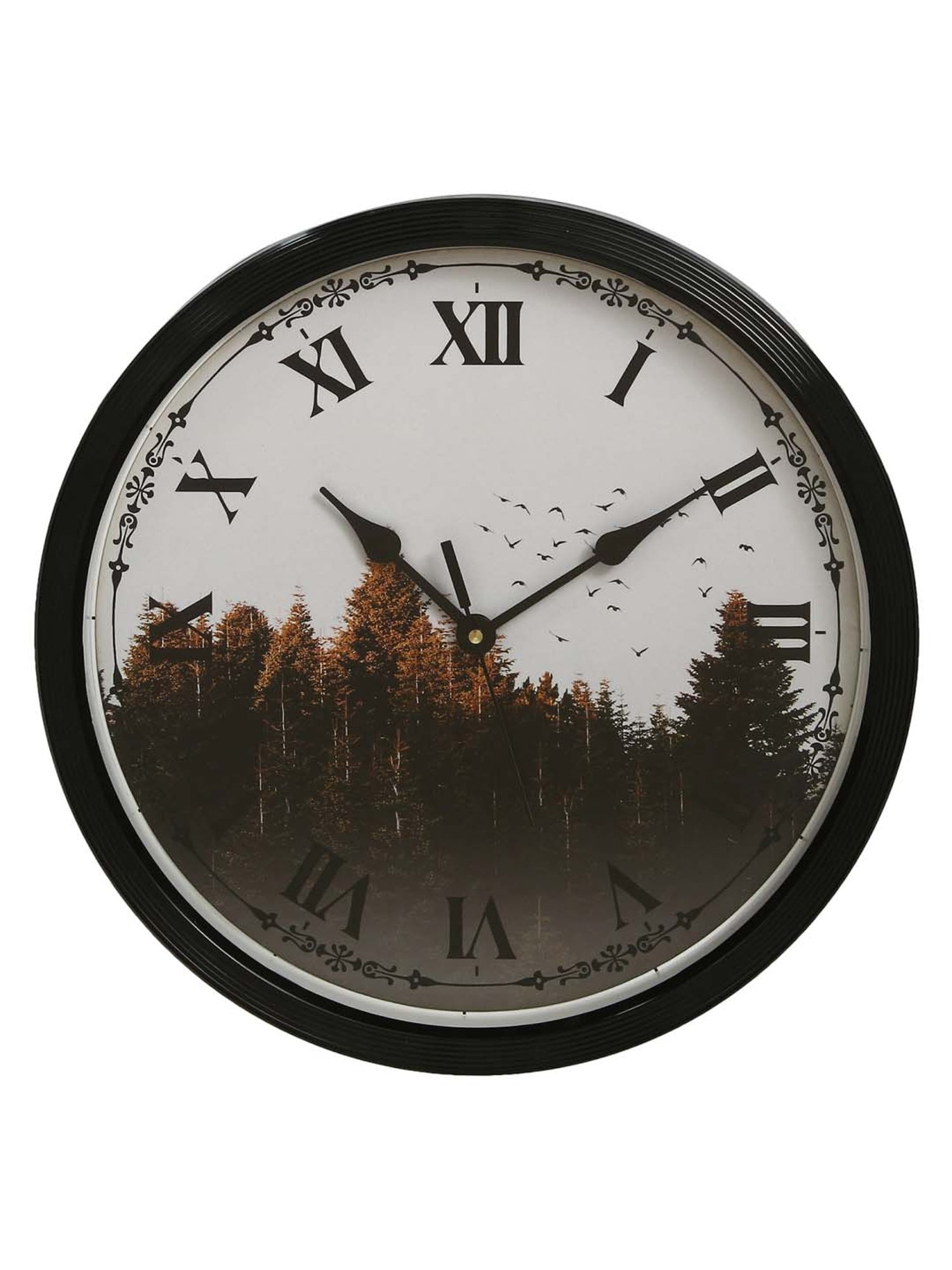 eCraftIndia Designer Round Analog Black Wall Clock