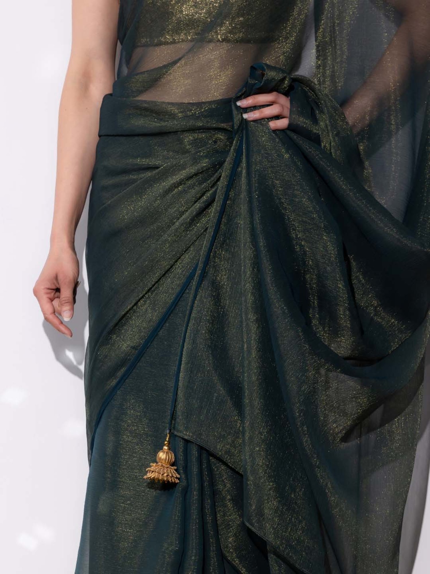 Swtantra Green Chiffon Saree