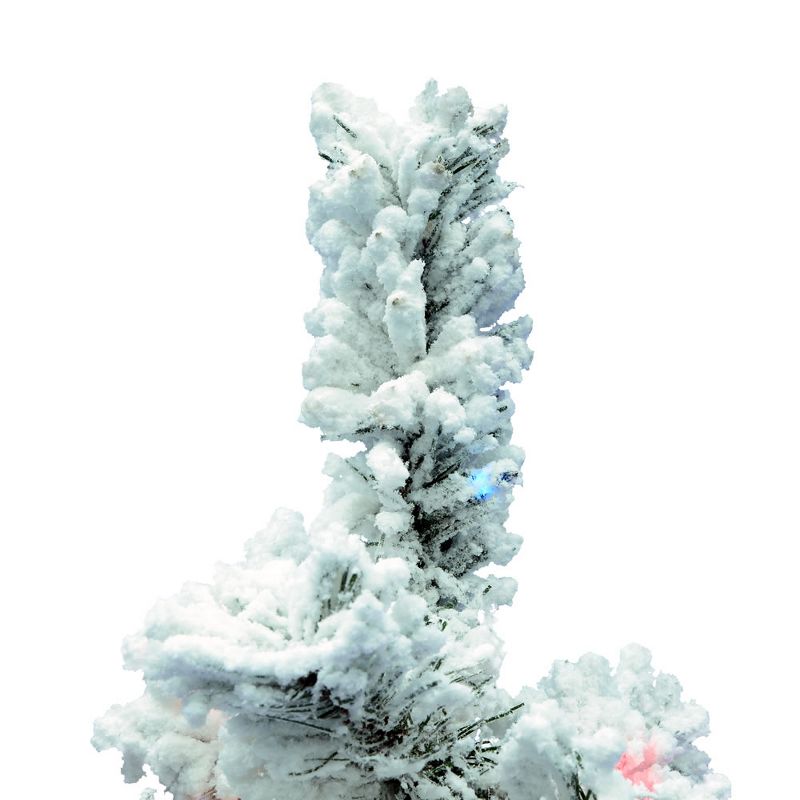 Vickerman Flocked Alaskan 36 Inch Frosted Prelit Artificial Christmas Tree with Multi Colored Lights for Holiday Season