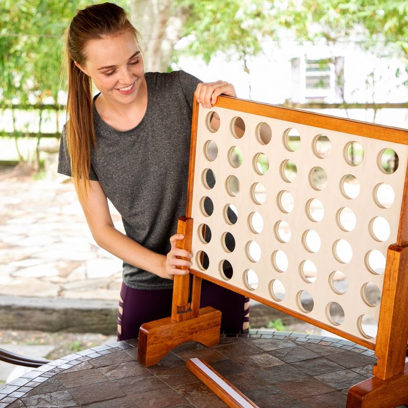 Lancaster Oversized 4-In-A-Row Wooden Outdoor Game Set w/ Carry Bag