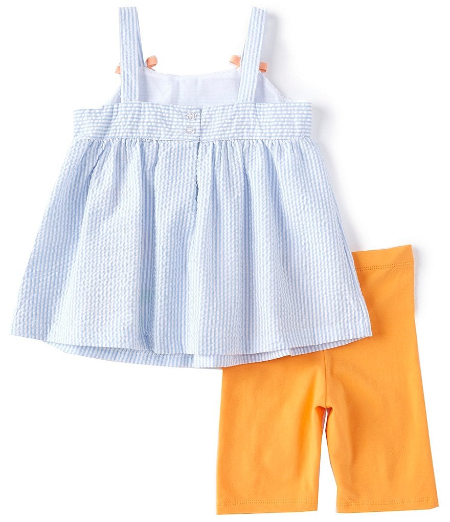 Bonnie Jean Little Girls 2T-6X Striped Seersucker Tank Top & Biker Shorts Set