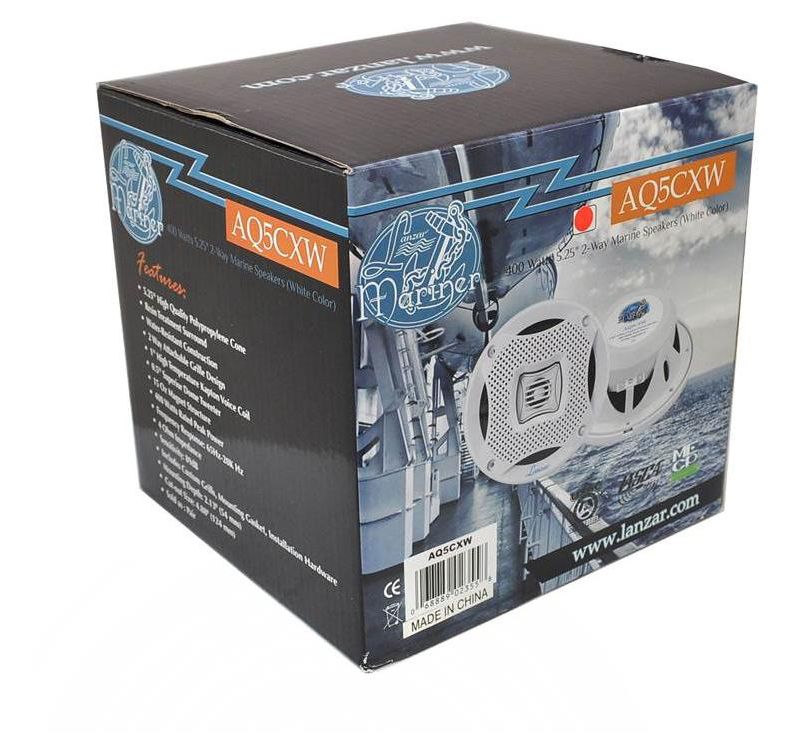 Lanzar AQ5CXW 5.25" 400W 2-Way Marine Boat Speakers White 400 Watts (24 Pack)