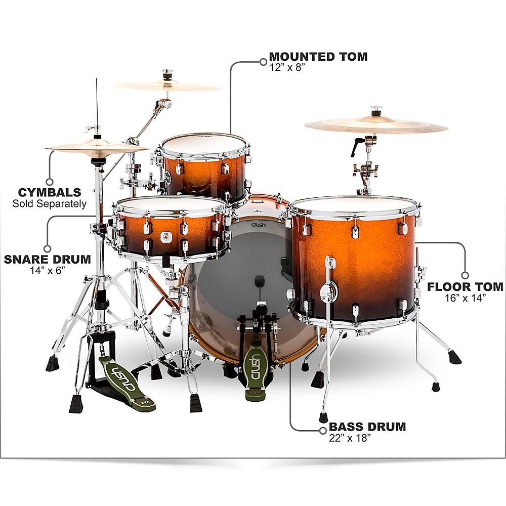 Crush Drums & Percussion Sublime E3 Maple 4-Piece Shell Pack with 22x18" Bass Drum Copper Sparkle Black Fade