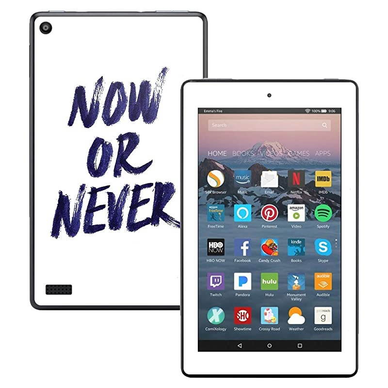 Skin Compatible with  Kindle Fire 7 (2017) - Now Or Never | Protective, Durable, and Unique Vinyl Decal wrap Cover | Easy to Apply, Remove, and Change Styles | Made in The USA