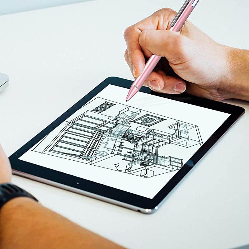 Stylus Digital Pen for Touch Screens 145mm fine Elastic Tip Rechargeable Pencil Compatible for iPad iPhone Samsung Phone TabletsiOSAndroid for DrawingWriting Capactive PenRose Gold