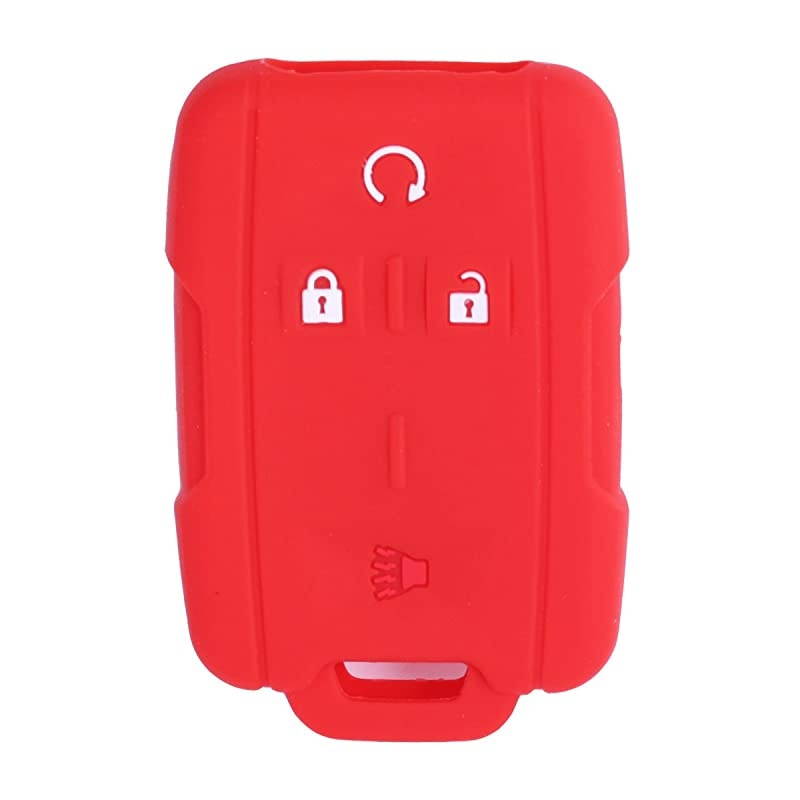 Sillicone key fob Skin key Cover Remote Case Protector Shell for Chevrolet Silverado Colorado GMC Sierra Yukon Cadillac smart Remote red