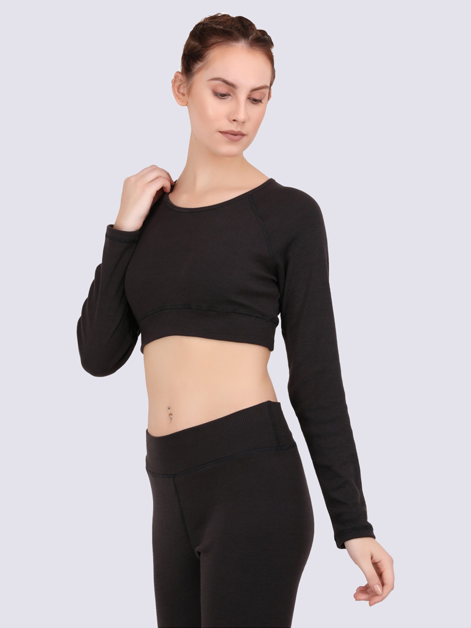 EVERDION Black Cotton Sports Top