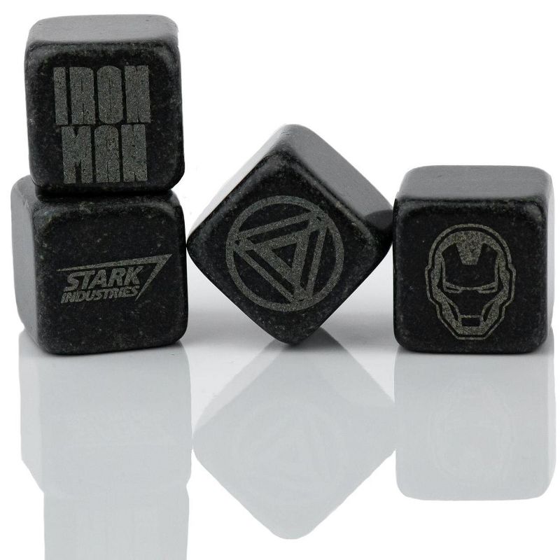 Surreal Entertainment Iron Man Collectible | Marvel Cold Stones Set | Iron Man Granite Beverage Cubes