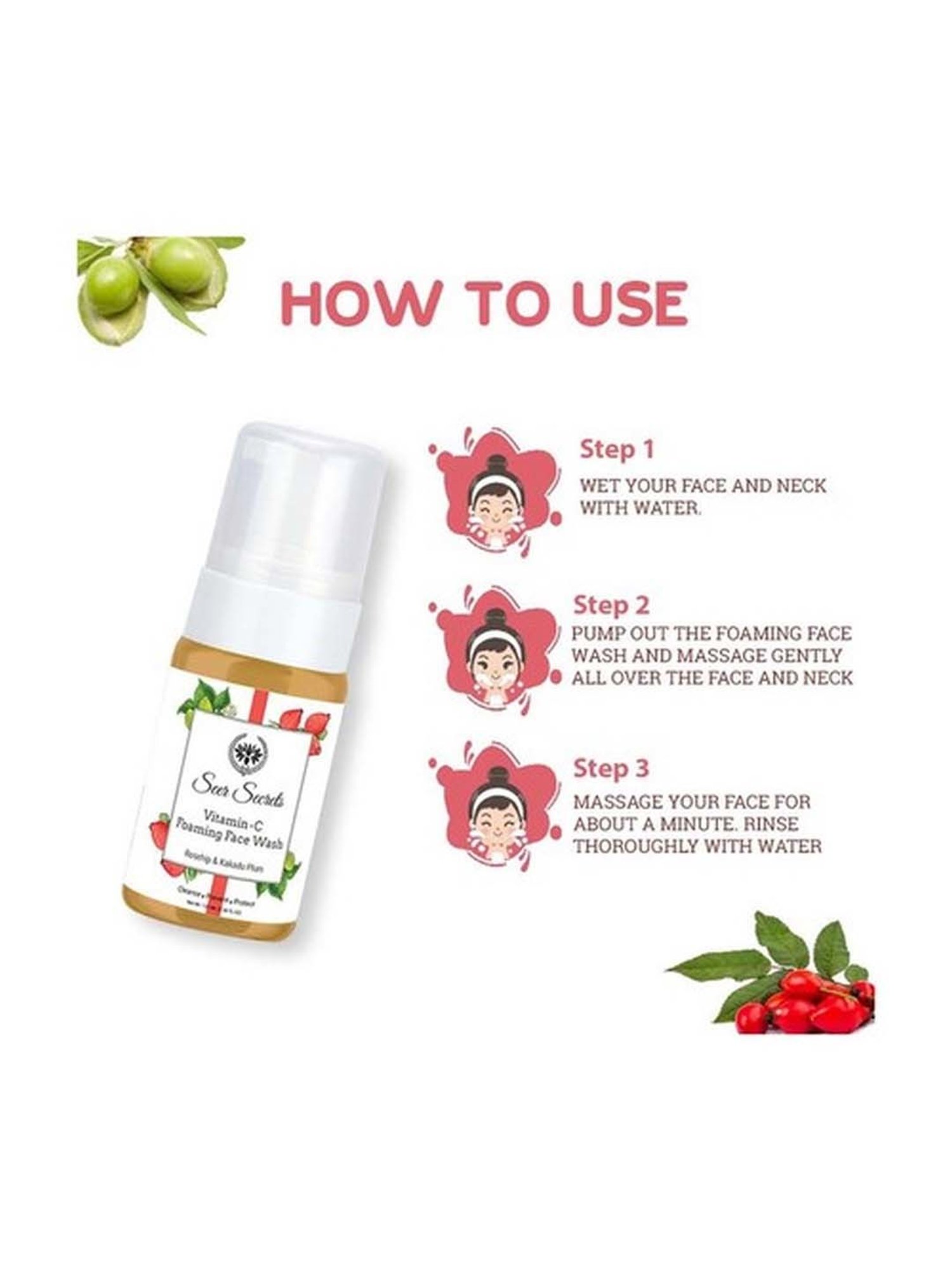 Seer Secrets Rosehip and Kakadu Plum Foaming Face Wash - 120 ml
