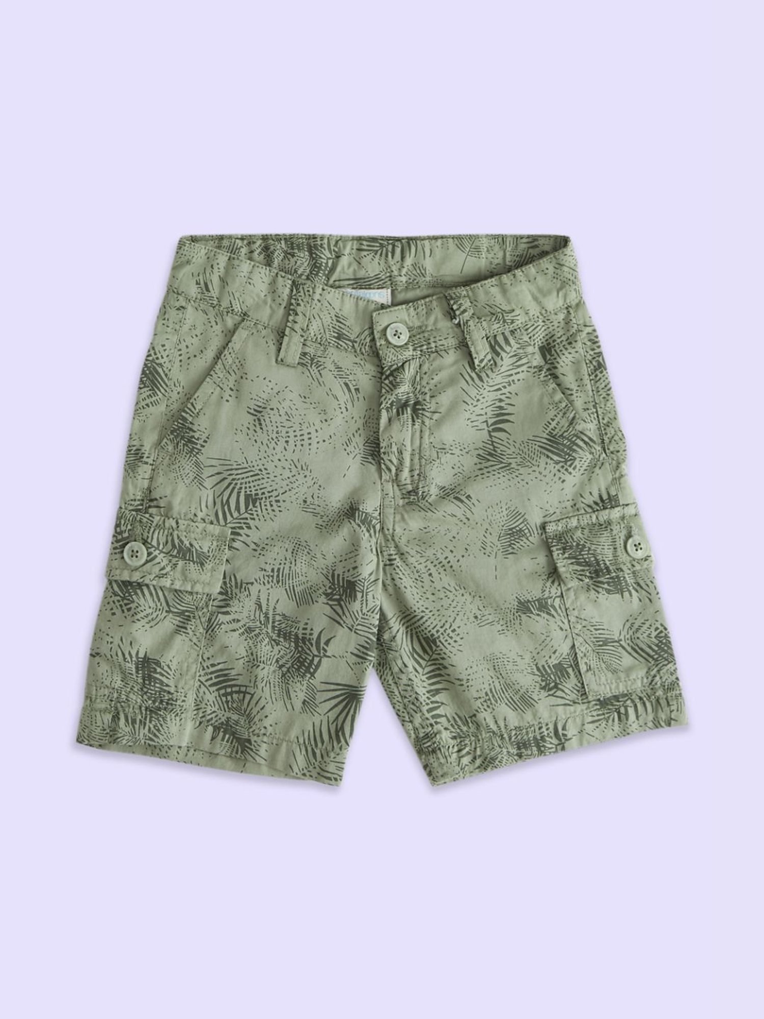 Pantaloons Junior Boys Olive Cotton Printed Shorts