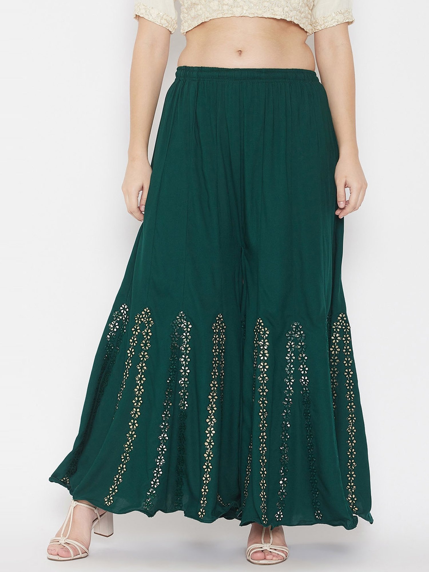 Castle Green Mirror Work Palazzos