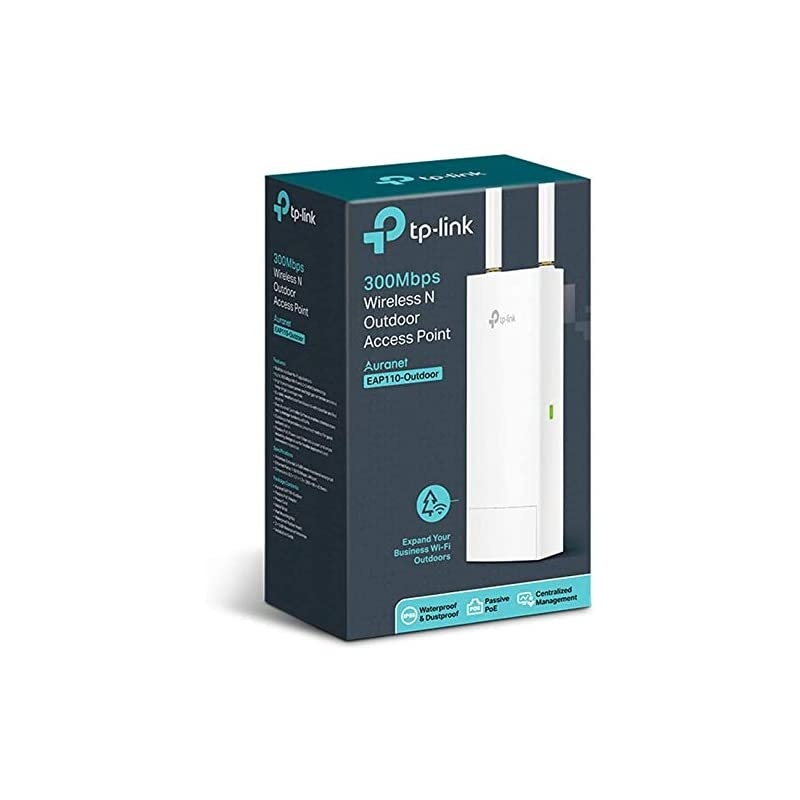 Omada EAP110-Outdoor N300 Wireless Outdoor Access Point WiFi Coverage up to 200 meters Passive PoE w/ Free PoE Injector SDN Integrated Cloud Access & Omada App White