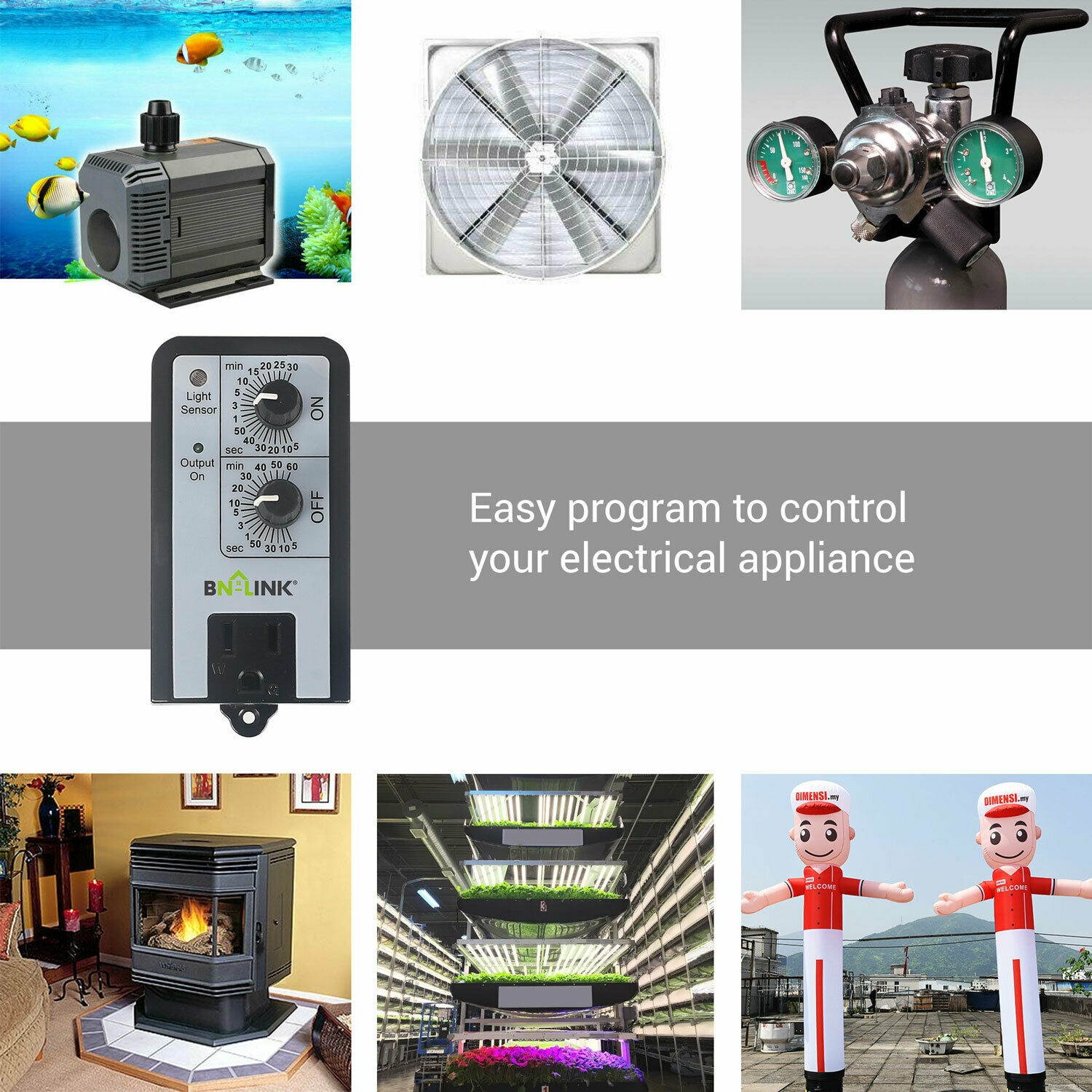 Short Period Repeat Cycle Timer 24 Hours ON OFF Controls Plug In Delay