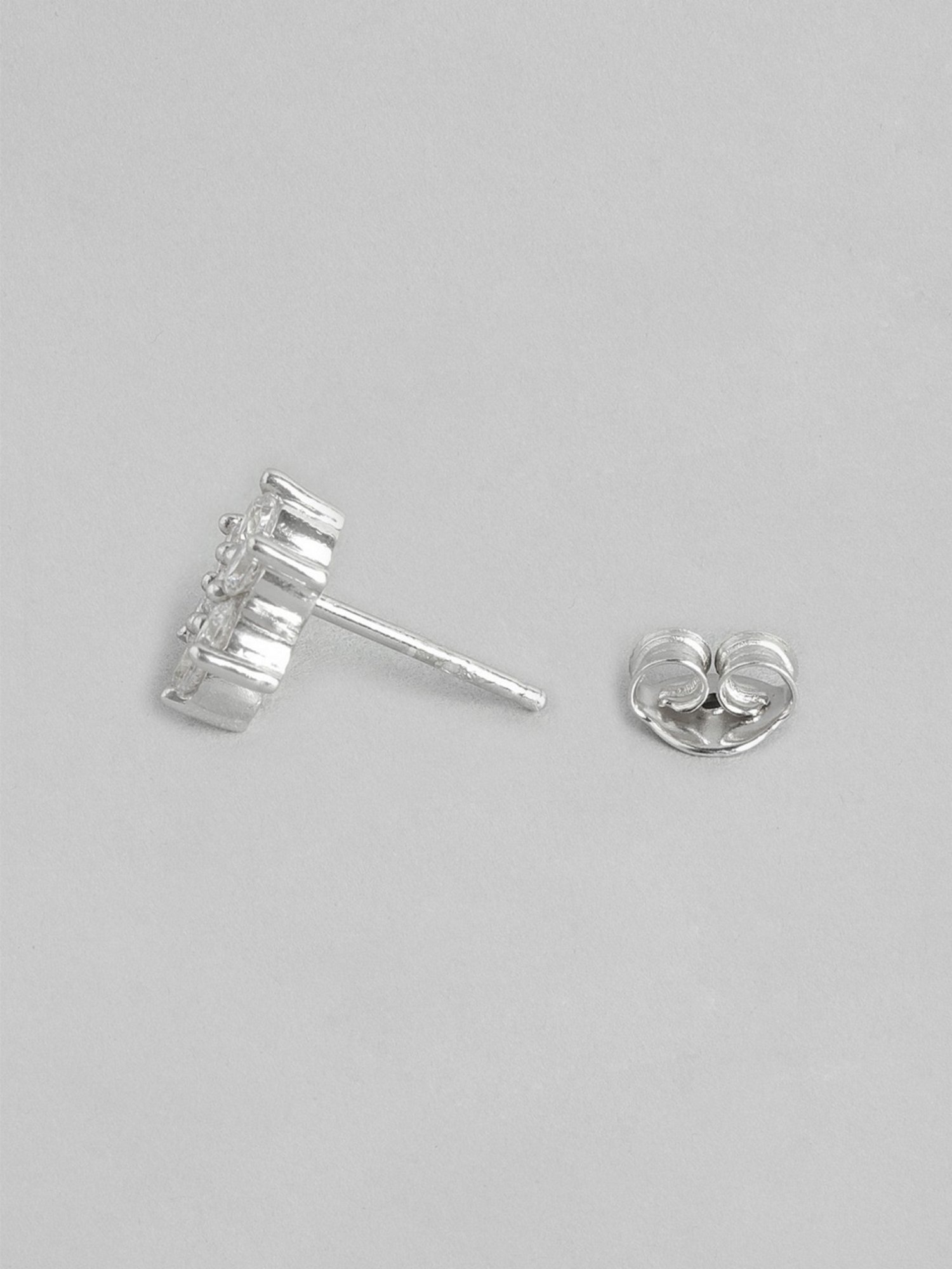 Zavya 92.5 Sterling Silver CZ Studded Star Rhodium-Plated Studs for Women