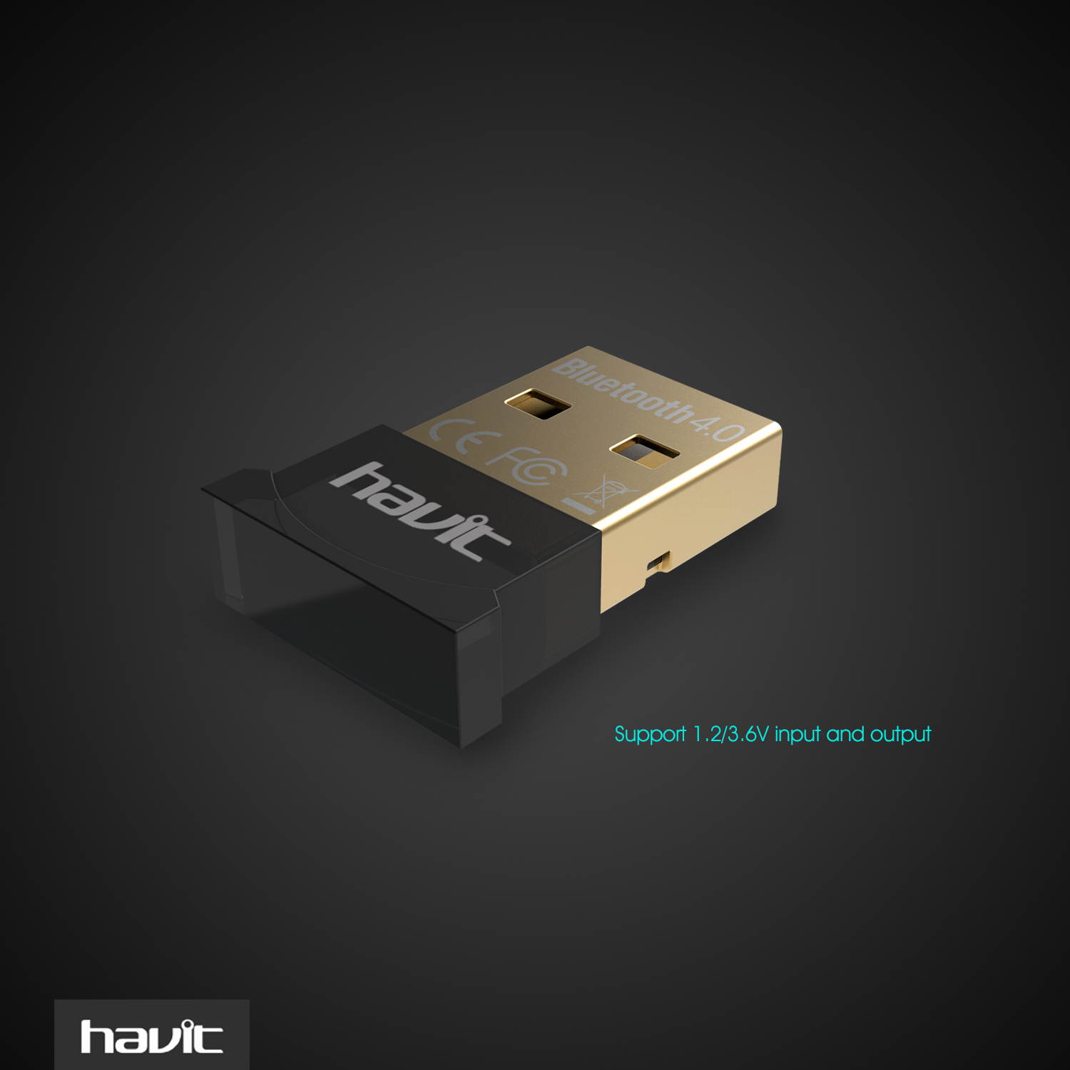 HAVIT HV-888 Bluetooth 4.0 USB Dongle Adapter, Wireless Receiver, Low Energy, for PC,Stereo Headphones,Cell Phones,Speaker