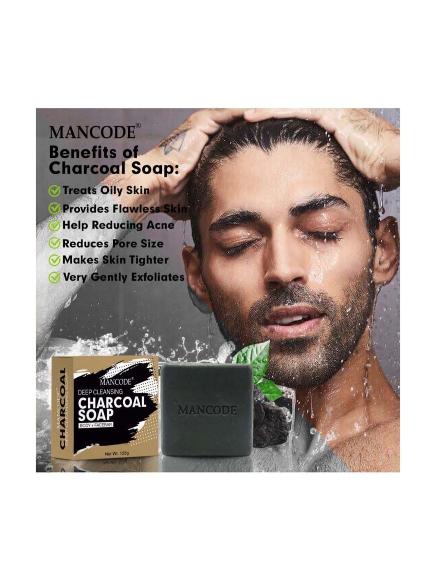 Mancode Charcoal Deep Cleansing Soap - 125 gm