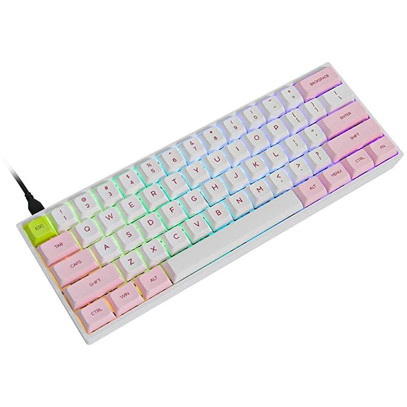 SKYLOONG SK61 61 Keys Hot Swappable Mechanical Keyboard with RGB Backlit NKRO IP6X Waterproof TypeC Cable for WinMacGaming Gateron Optical Blue Pink