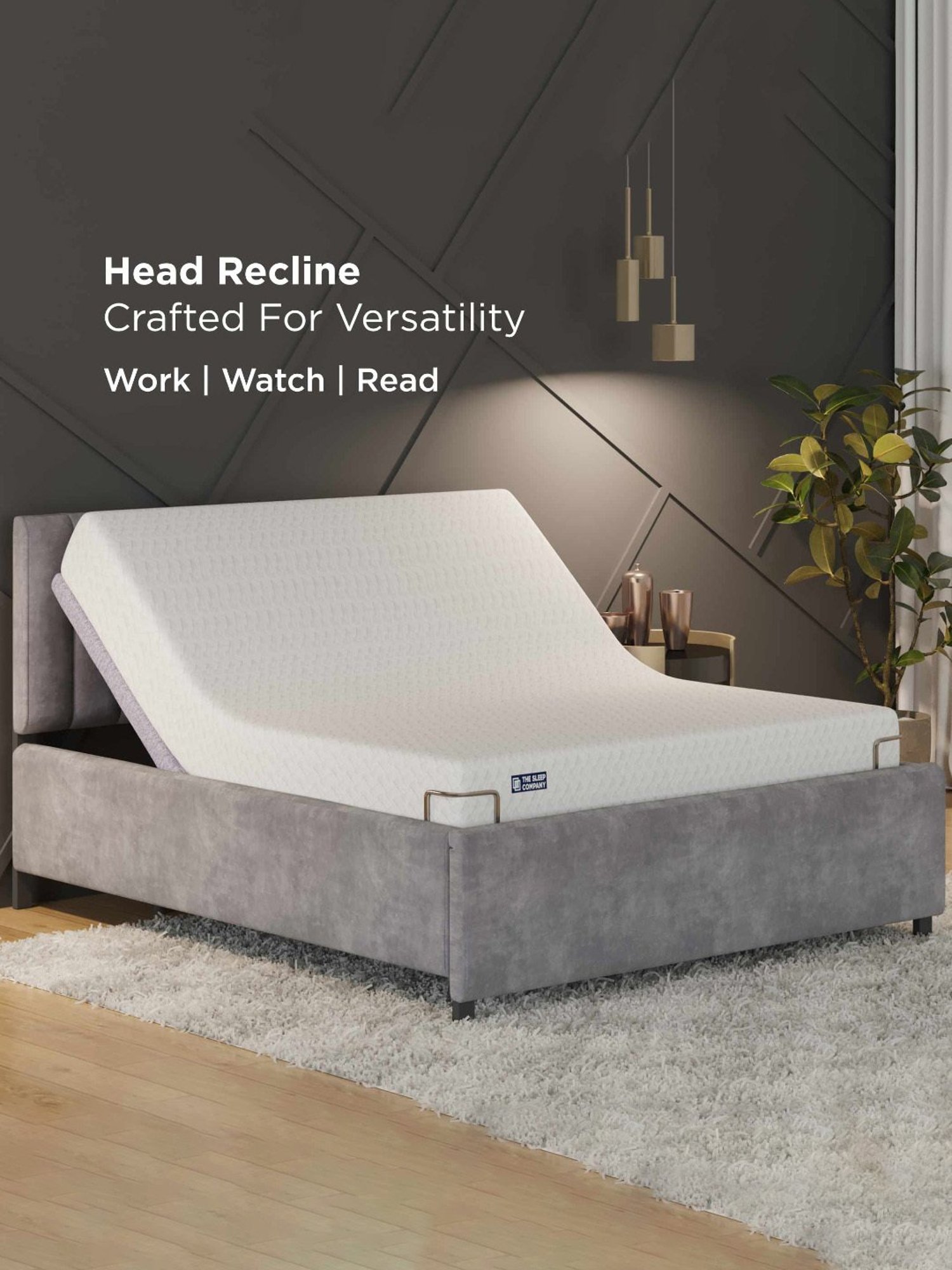 The Sleep Company Elev8 Italia Black Metal Smart Adjustable Queen Bed Base