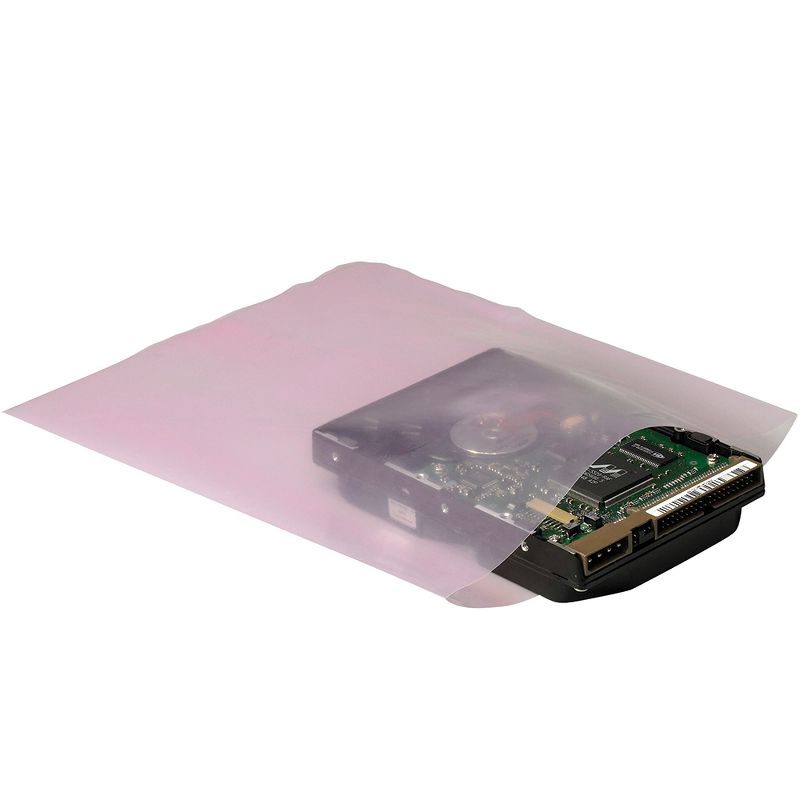 The Packaging Wholesalers Anti-Static Flat 6 Mil Poly Bags 12" x 18" Pink 500/Case PBAS8450