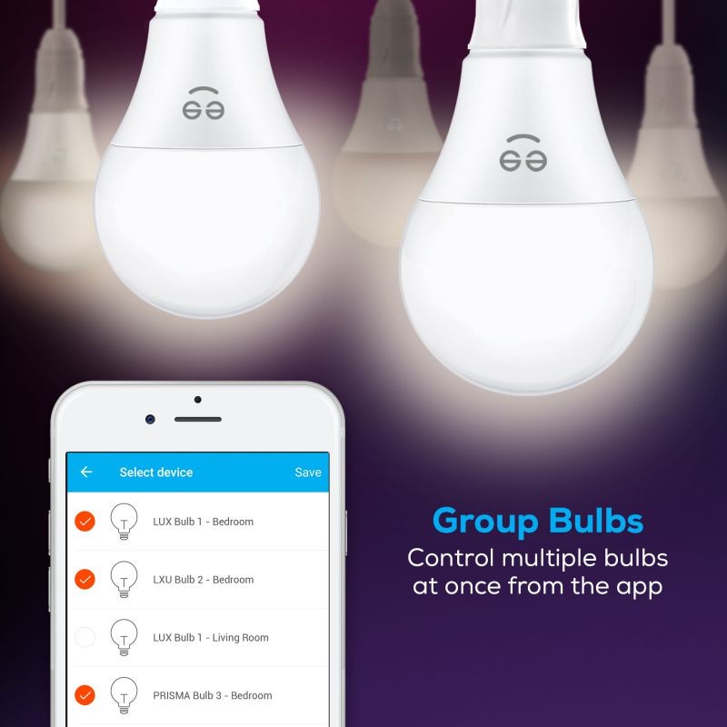 Geeni LUX 800 Smart Wi-Fi LED Dimmable White Light Bulbs (2700K), 3-Pack &ndash; A19, 60-Watt Equivalent &ndash; No Hub Required &ndash; Works with Amazon Alexa, Google Assistant, Microsoft Cortana