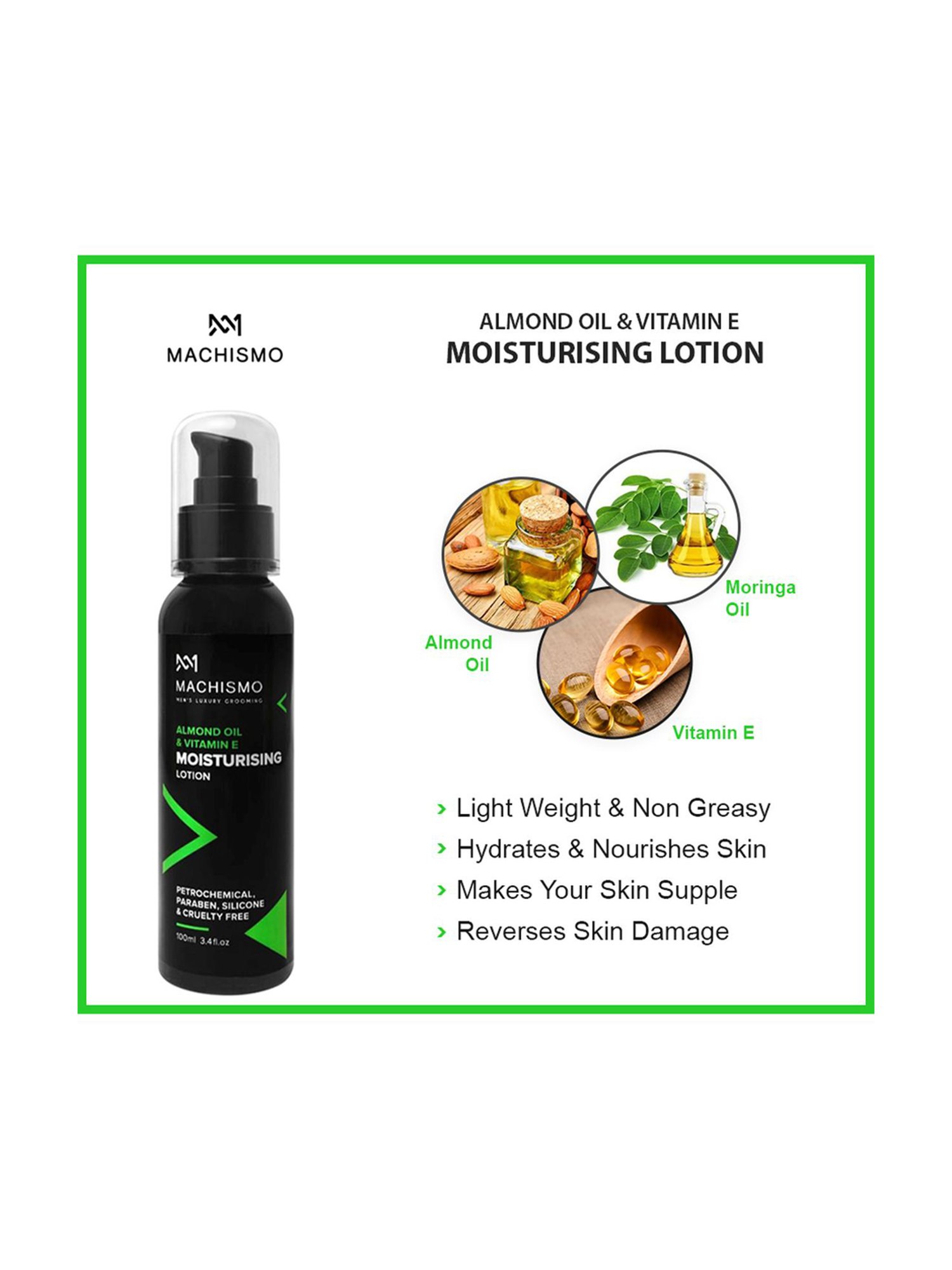 Machismo Almond Oil & Vitamin E Moisturising Lotion - 100 ml