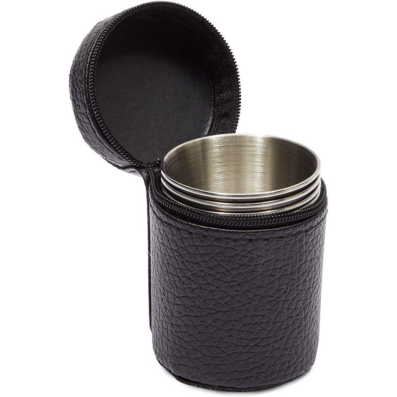 Okuna Outpost 6 Pack Stainless Steel Shot Glasses Cup Drinking Tumbler with Leather Case (70 ml, 2.3 oz)