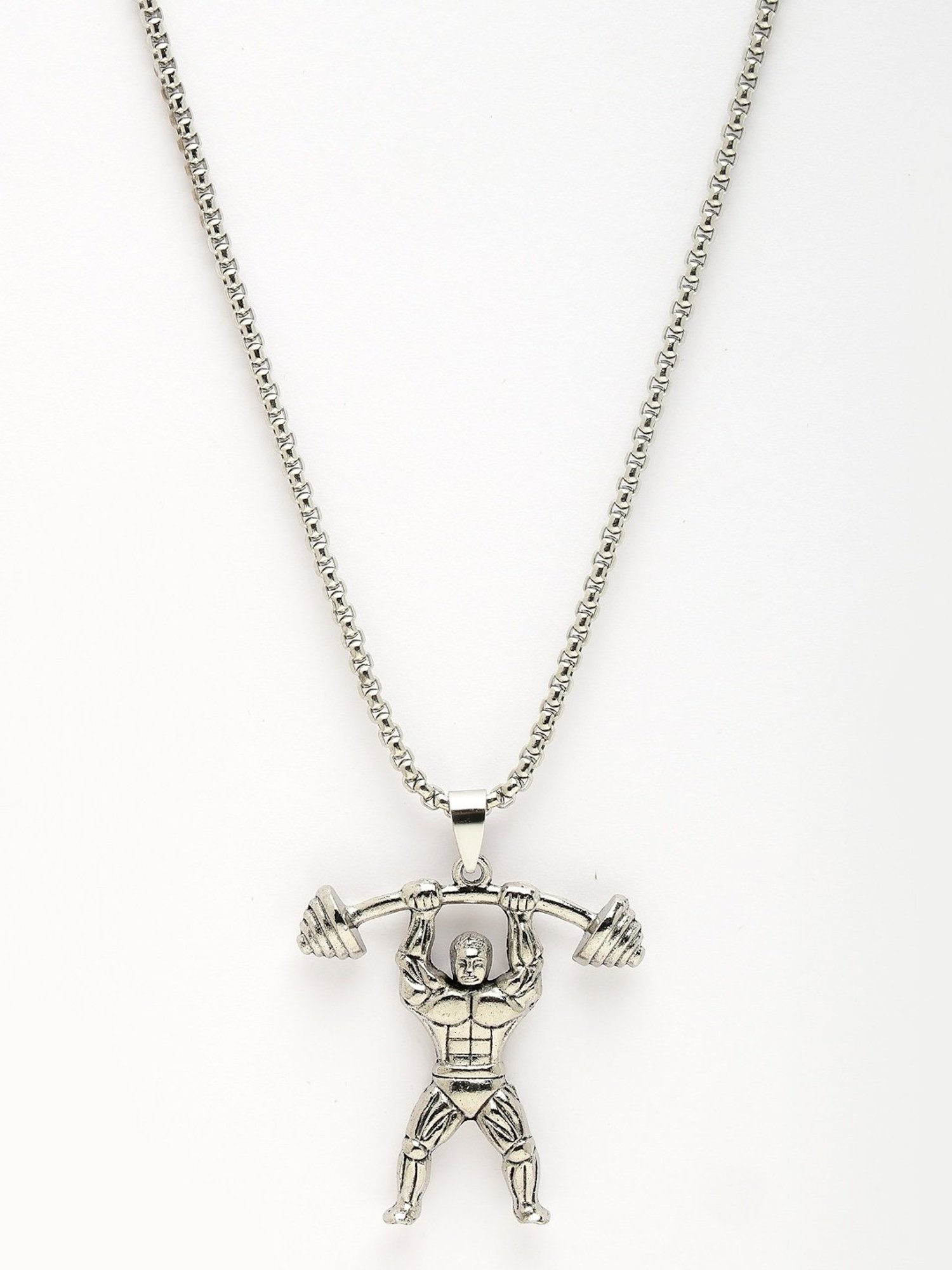 NVR Men Silver-Plated Stainless Steel Hanuman Pendant with Chain