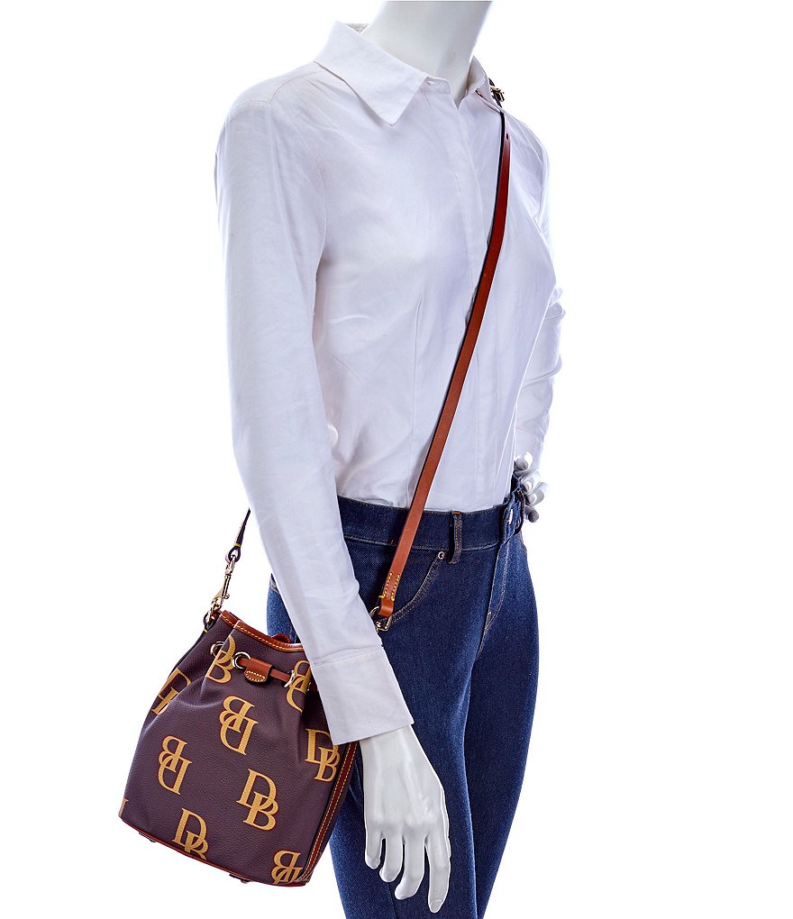 Dooney & Bourke Signature Monogrammed Collection Small Drawstring Bucket Bag