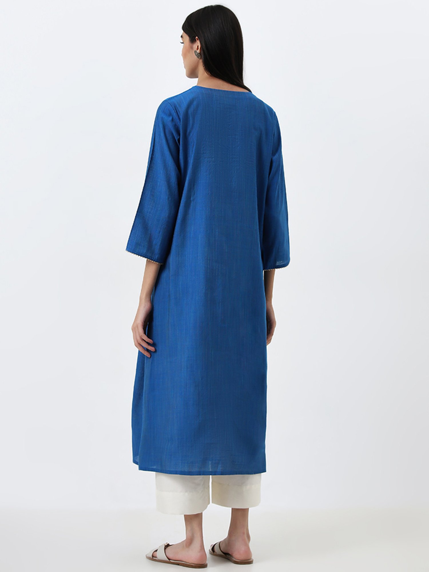 Utsa by Westside Blue Embellished A-Line Kurta