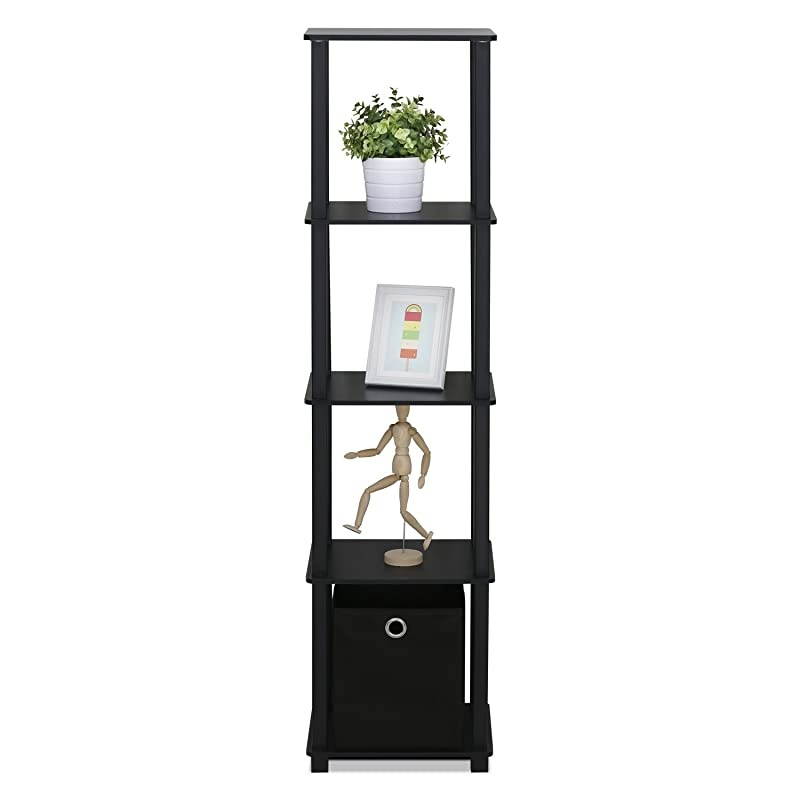 Decorative Shelf With Bin Black