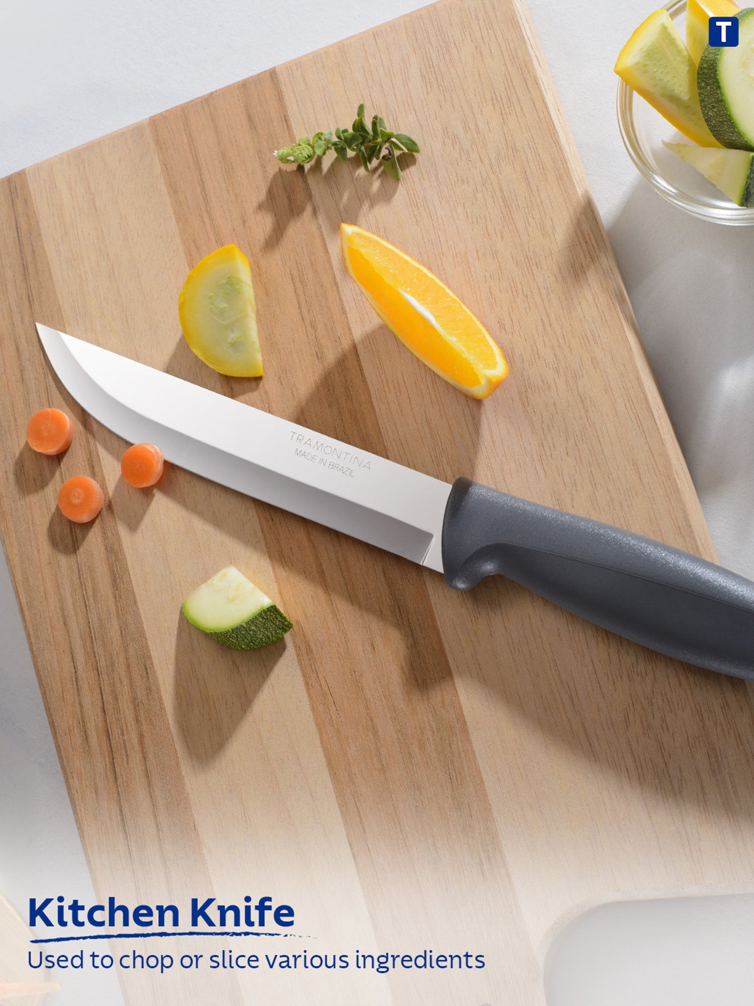 Tramontina Plenus Stainless Steel Kitchen Knife 12cm/5.9" Grey Plain Edge Kitchen Knife