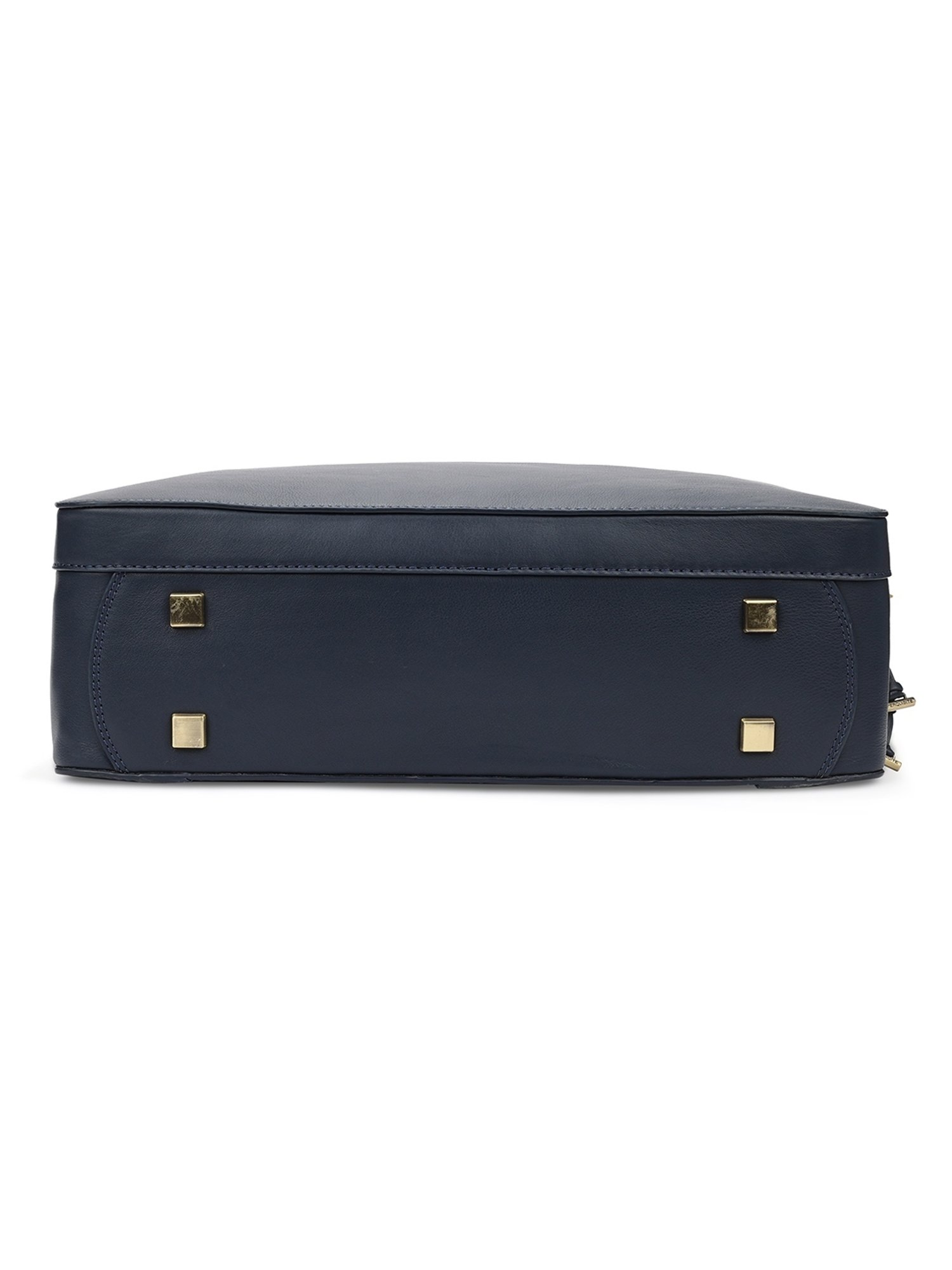 PERQUISITE WARREN Navy Leather Medium Messenger Bag